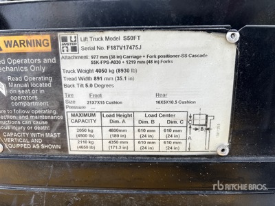 2011 Hyster S50FT 4500 lb Cushion Tire Chariot Élévateur