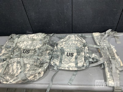 (62) Molded Waist Belts, (45) Assault Packs & Assorted Items