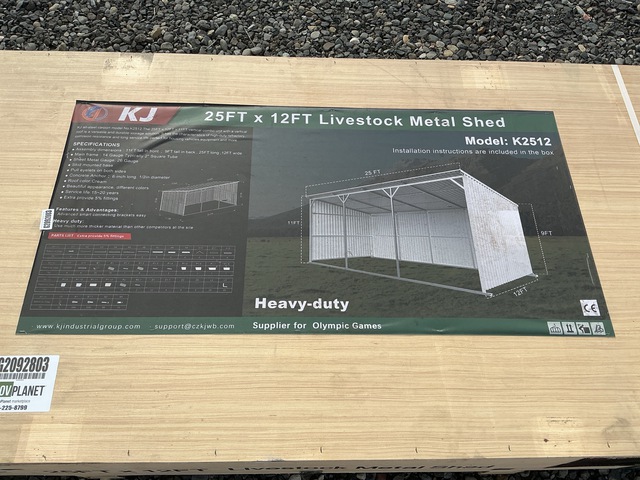 KJ K2512 Livestock Metal Shed - Unused