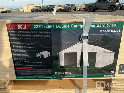 KJ K3325 Double Garage Steel Barn Shed - Unused