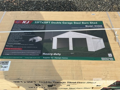 KJ K3325 Double Garage Steel Barn Shed - Unused