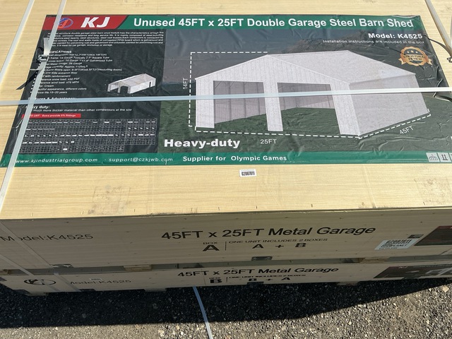 KJ K4525 Double Garage Steel Barn Shed - Unused