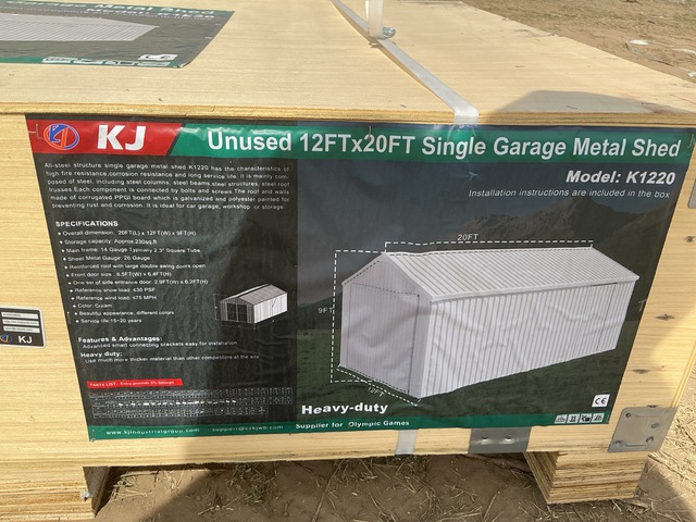 KJ K1220 Single Garage Metal Garage Shed - Unused KJ K1220 Single Garage Metal Garage Shed - Unused