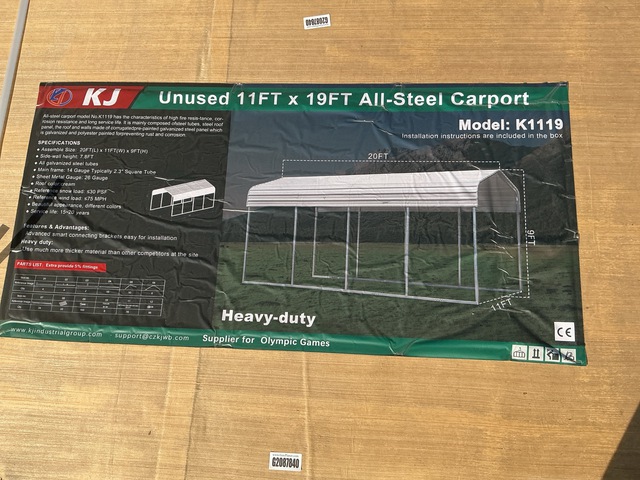 KJ K1119 All-Steel Carport- Unused KJ K1119 All-Steel Carport- Unused