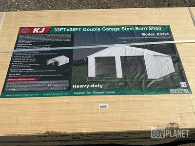 KJ K3325 Double Garage Steel Barn Shed - Unused