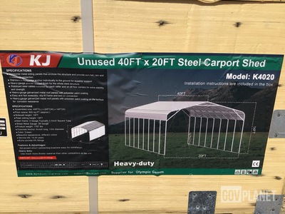 KJ K4020 Steel Carport Shed - Unused