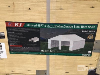 KJ K4525 Double Garage Steel Barn Shed - Unused