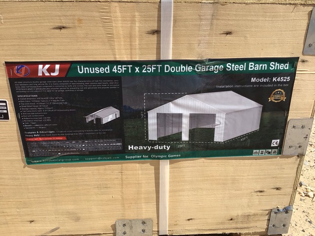 KJ K4525 Double Garage Steel Barn Shed - Unused