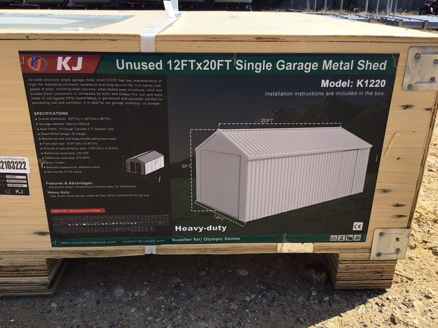 KJ K1220 Single Garage Metal Shed - Unused KJ K1220 Single Garage Metal Shed - Unused