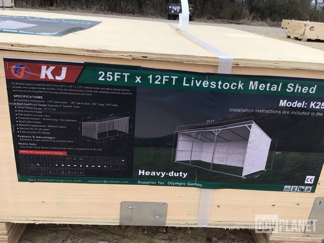 Surplus KJ K2512 Livestock Metal Shed - Unused in Hooks, Texas