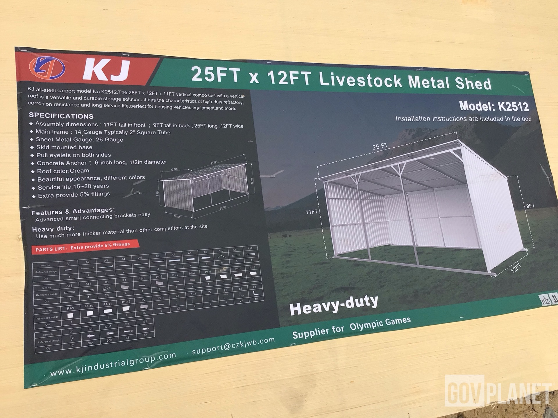 Surplus KJ K2512 Livestock Metal Shed - Unused in Hooks, Texas