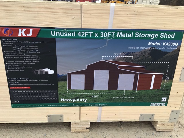KJ K4230G Metal Storage Shed - Unused