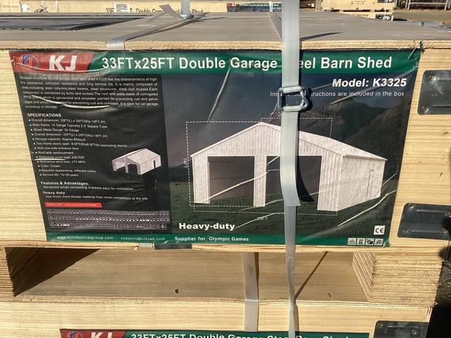 KJ K3325 Double Garage Steel Barn Shed - Unused