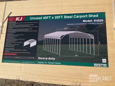 KJ K4020 Steel Carport Shed - Unused