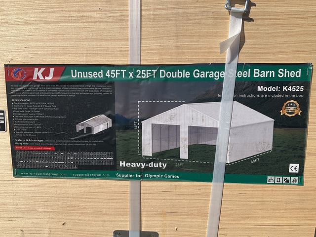 KJ K4525 Double Garage Steel Barn Shed - Unused