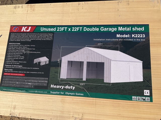 KJ K2223 Double Garage Metal Shed - Unused