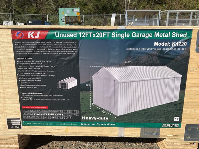 KJ K1220 Single Garage Metal Shed - Unused