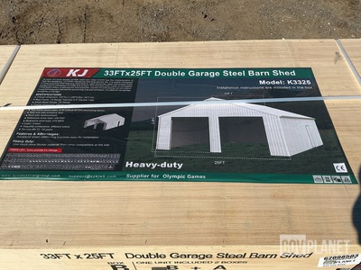 KJ K3325 Double Garage Steel Barn Shed - Unused