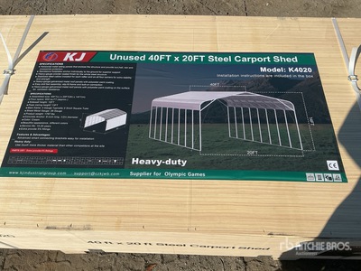 KJ K4020 Steel Carport Shed - Unused