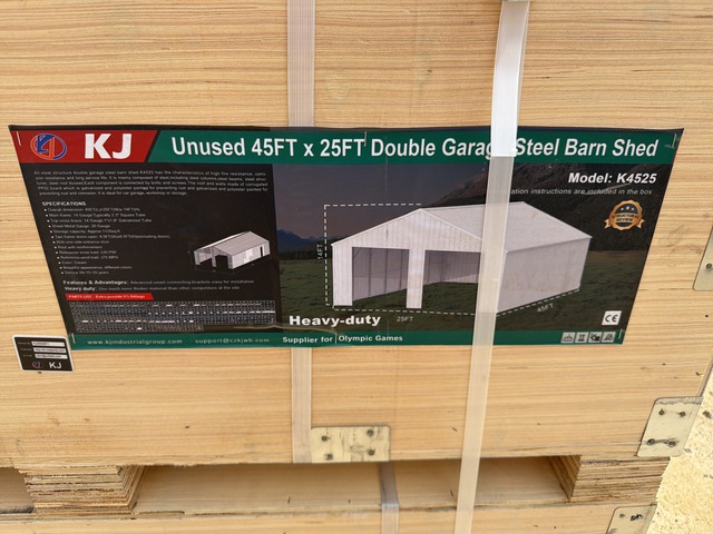 KJ K4525 Double Garage Steel Barn Shed - Unused