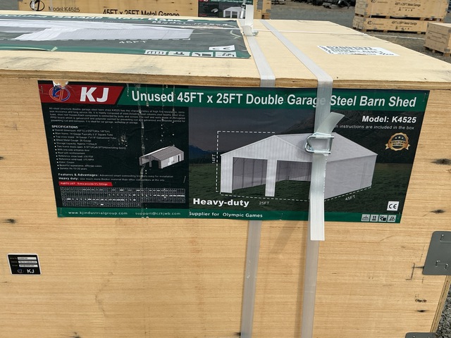 KJ K4525 Double Garage Steel Barn Shed - Unused