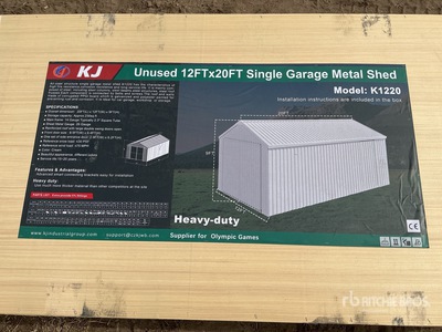 KJ K1220 Single Garage Metal Garage Shed - Unused