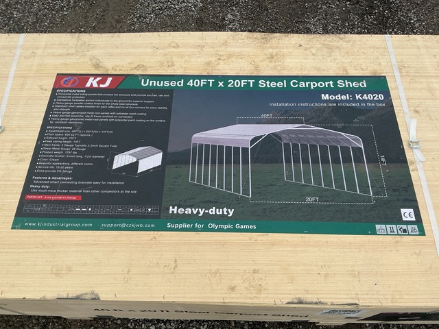 KJ K4020 Steel Carport Shed - Unused