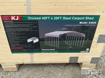 KJ K4020 Steel Carport Shed - Unused