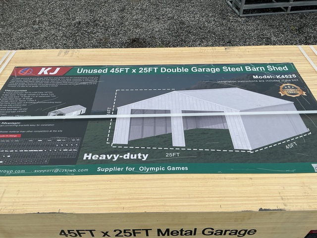 KJ K4525 Double Garage Steel Barn Shed - Unused