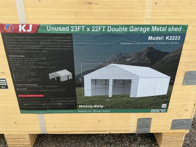 KJ K2223 Double Garage Metal Shed - Unused