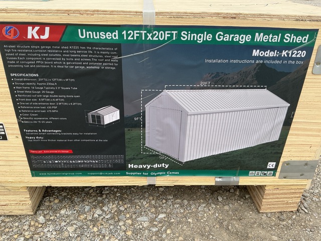 KJ K1220 Single Garage Metal Shed - Unused