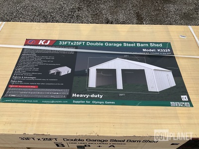 KJ K3325 Double Garage Steel Barn Shed - Unused