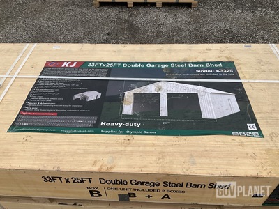 KJ K3325 Double Garage Steel Barn Shed - Unused