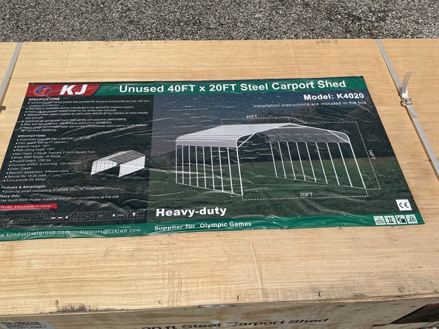 KJ K4020 Steel Carport Shed - Unused