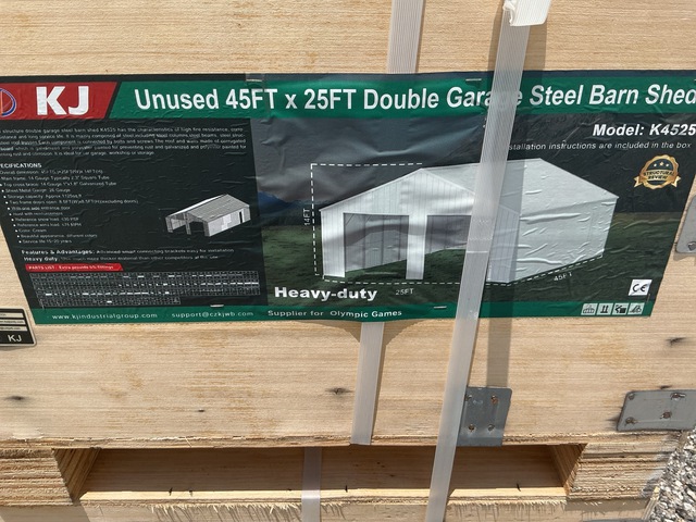 KJ K4525 Double Garage Steel Barn Shed - Unused