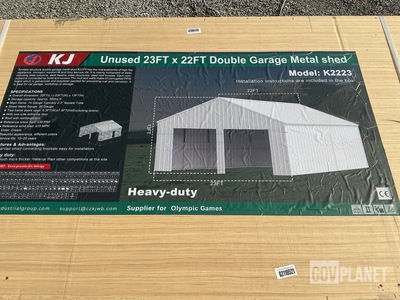 KJ K2223 Double Garage Metal Shed - Unused