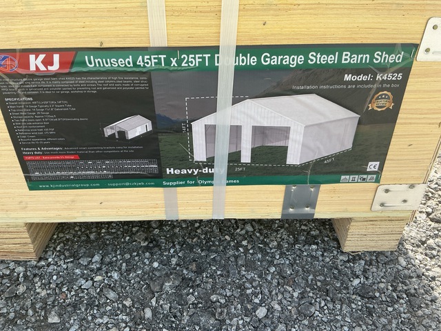 KJ K4525 Double Garage Steel Barn Shed - Unused