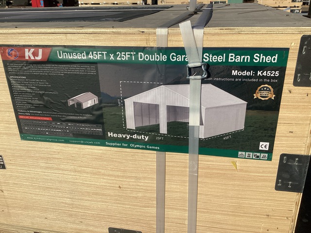KJ K4525 Double Garage Steel Barn Shed - Unused KJ K4525 Double Garage Steel Barn Shed - Unused
