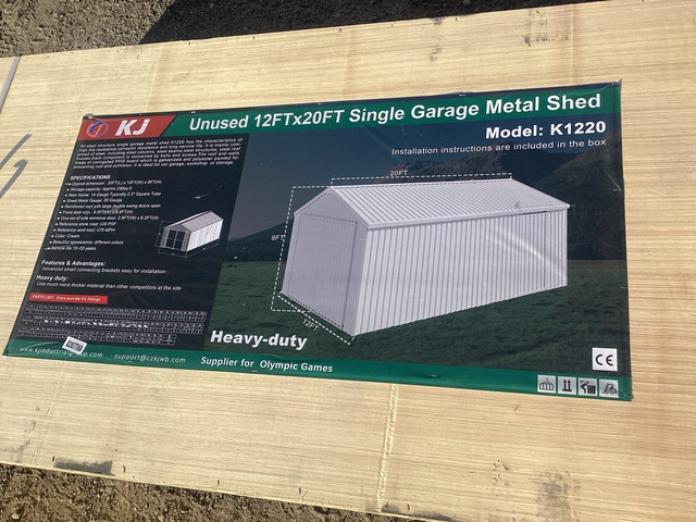 KJ K1220 Single Garage Metal Garage Shed - Unused