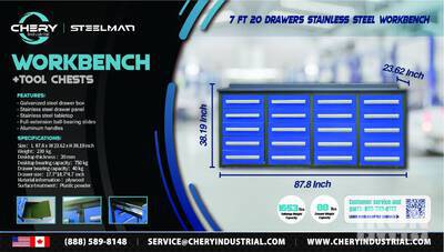 2025 Steelman 7FT-20D Work Bench Blue Workbench (Unused)