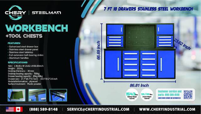 Steelman 7FT-18D Tool Cabinet (Unused)