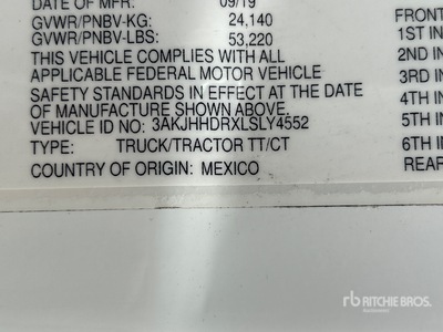 2020 Freightliner Cascadia 126 6x4 T/A Sleeper Truck Tractor