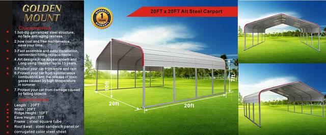 Golden Mount M2020 Metal Carport (Unused)