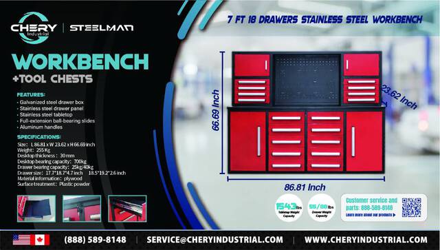 Steelman 7FT-18D Tool Cabinet (Unused)