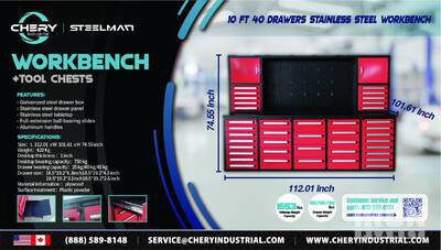 Steelman 10 FT Work Bench with 40 Drawers Workbench