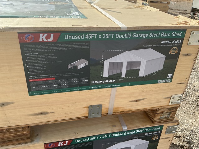 KJ K4525 Double Garage Steel Barn Shed - Unused