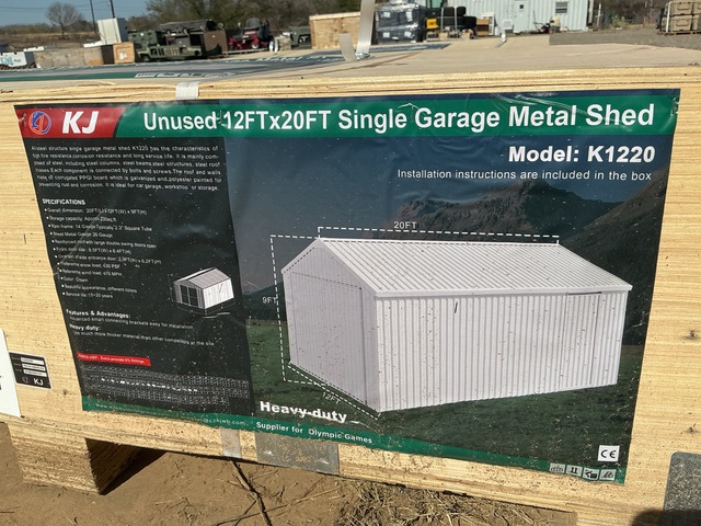 KJ K1220 Single Garage Metal Shed - Unused