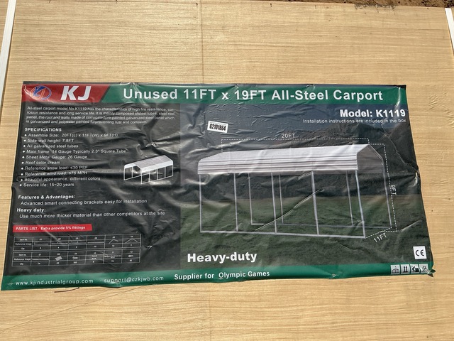 KJ K1119 All-Steel Carport - Unused