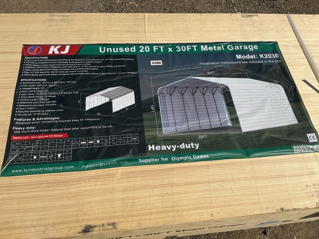 KJ K2030 Metal Garage - Unused