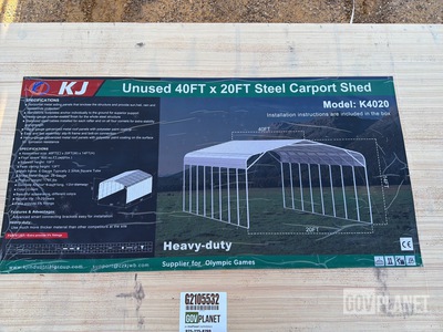 KJ K4020 Steel Carport Shed - Unused